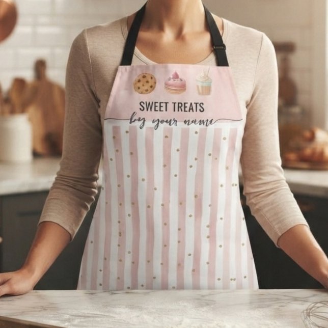 Blush pink Stripes Custom Bakery Apron (Creator Uploaded)