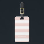 Blush Pink Stripes & Monogram | Modern Minimal Luggage Tag<br><div class="desc">White and light pink stripes with your name or initials towards the bottom. The back features your contact information in pink text on a white background. Minimalist design with personalisation.</div>