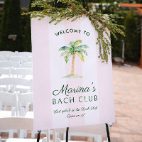 Blush Pink Stripes Palm Beach Bach Club Welcome