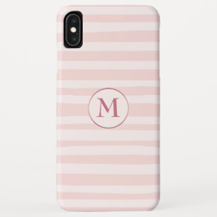 Blush Pink Stripes Rose Monogram Personalised iPhone XS Max Case