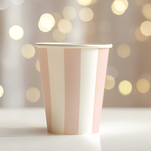 Blush pink stripes simple girly paper cups (Creator Uploaded)
