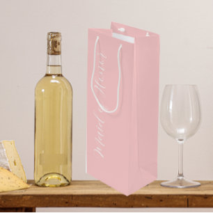 Blush Pink Stylised Script Maid of Honour Wine Gift Bag