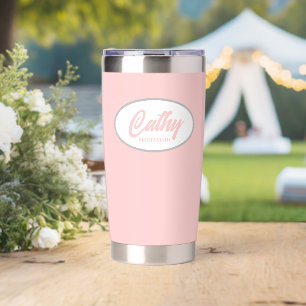 Blush Pink Stylised Wedding Bridesmaid Name Insulated Tumbler