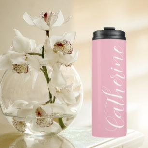 Blush Pink Stylised Wedding Bridesmaid Name Thermal Tumbler