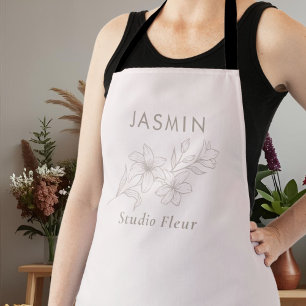 Blush Pink   Stylish Floral Employee Apron