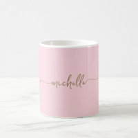 Blush Pink Stylish Gold Monogram Signature Script