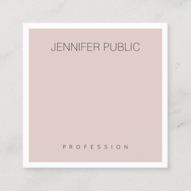 Blush Pink Stylish Modern Professional Luxury Square Business Card (Front)