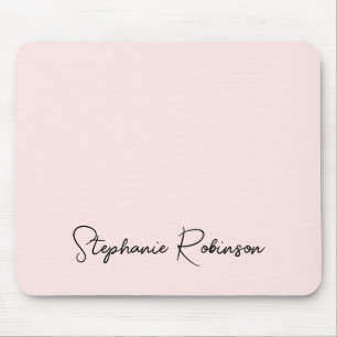 Blush Pink Stylish Script Personalised Monogram Mouse Mat