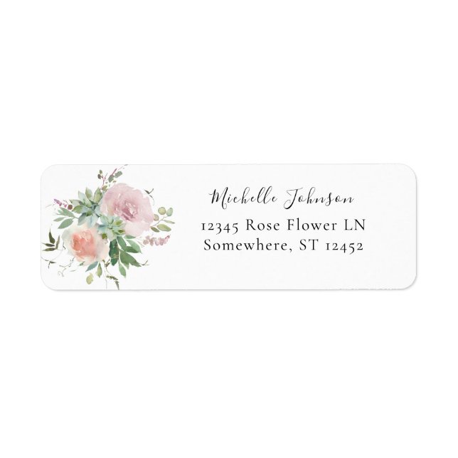 Blush Pink & Succulent Floral Return Address Label (Front)