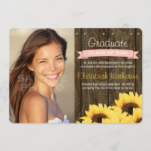 BLUSH PINK Sunflower Graduation Announcement