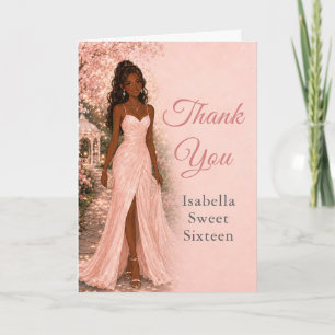 Blush Pink Sweet 16 Thank You Card Description: