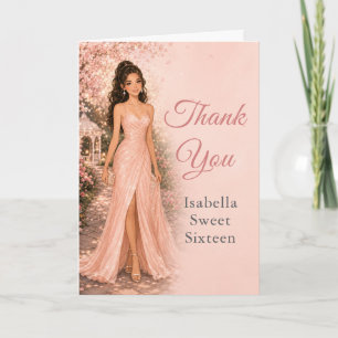 Blush Pink Sweet 16 Thank You Card Description: