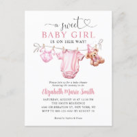 Blush Pink Sweet Little Clothes Girl Baby Shower