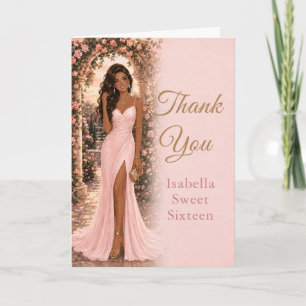 Blush Pink Sweet Sixteen Thank You Card