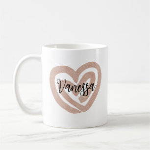 Blush Pink Swirl Heart Personalised  Coffee Mug