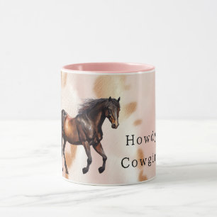 Blush Pink Tan Southwest Faux Cowgirl Cowhide Mug