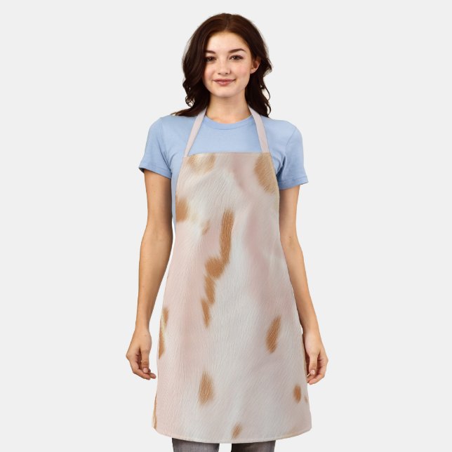 Blush Pink Tan Southwest Faux Cowhide Apron (Worn)
