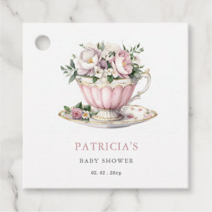 Blush Pink Tea Party Girl Baby Shower  Favour Tags