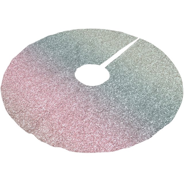 Blush Pink Teal Mint Sparkle Glitter         Brushed Polyester Tree Skirt (Angled)