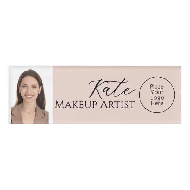 Blush Pink Team Member Photo Name  Tag (Front)
