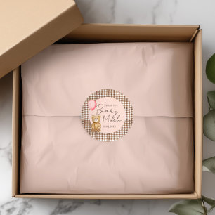 Blush Pink Teddy Bear Baby Shower Thank You Classic Round Sticker