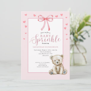 Blush Pink Teddy Bear Girl Sprinkle Invitation