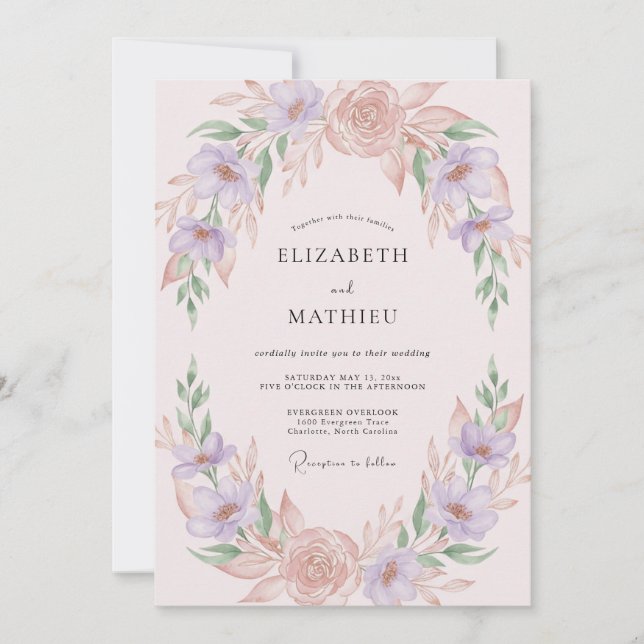 Blush Pink Tender Spring Wedding Invitation (Front)