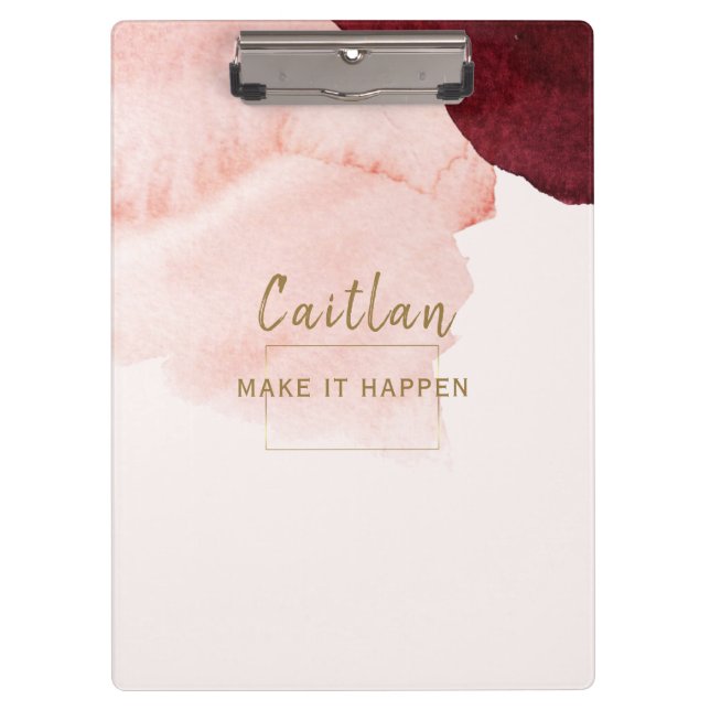 Blush Pink Terra Cotta Abstract Monogrammed  Clipboard (Front)
