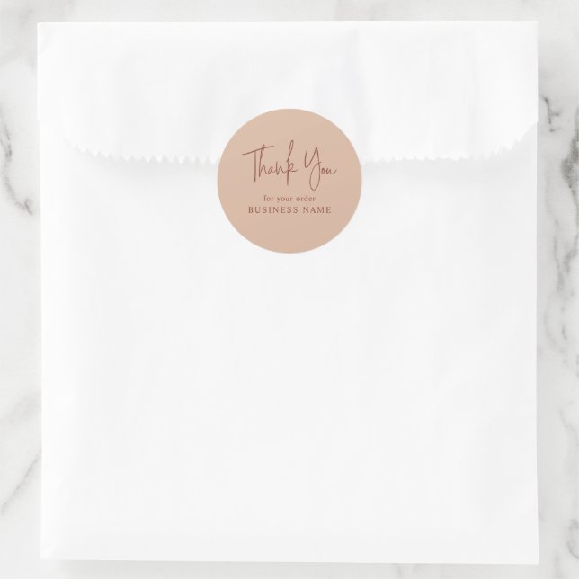 Blush Pink & Terracotta Business Thank You  Classic Round Sticker (Bag)