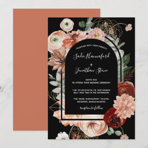 Blush Pink Terracotta Floral Geometric Wedding Inv Invitation