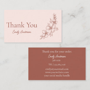 Blush Pink Terracotta Floral Thank You Card