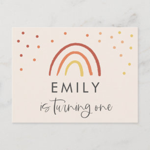 Blush Pink Terracotta Rainbow 1st Birthday Party Postcard