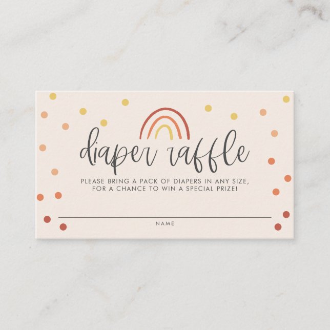 Blush Pink Terracotta Rainbow Baby Diaper Raffle Enclosure Card (Front)