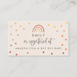 Blush Pink Terracotta Rainbow Baby Shower Registry Business Card