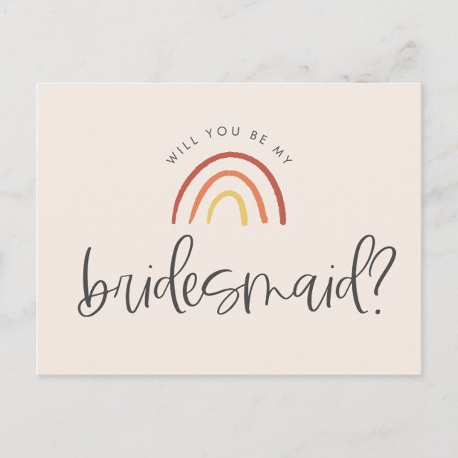 Blush Pink Terracotta Rainbow Bridesmaid Proposal Invitation Postcard (Front)