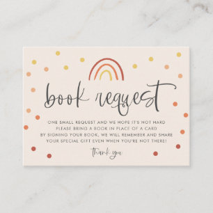Blush Pink Terracotta Rainbow Bring A Book Request Enclosure Card