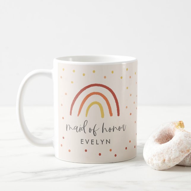 Blush Pink Terracotta Rainbow Custom Maid of Honou Coffee Mug (With Donut)