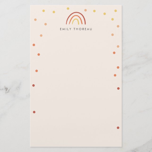 Blush Pink Terracotta Rainbow Custom Personalised Stationery (Front)