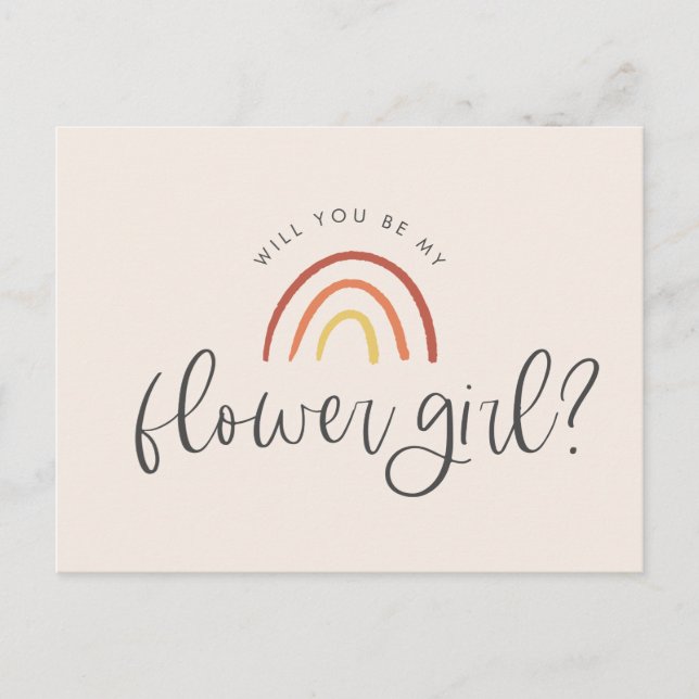 Blush Pink Terracotta Rainbow Flower Girl Proposal Invitation Postcard (Front)