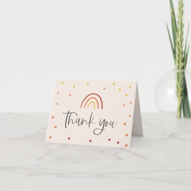 Blush Pink Terracotta Rainbow Personalized Message Thank You Card (Front)