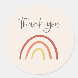 Blush Pink Terracotta Rainbow Thank You Cute Classic Round Sticker