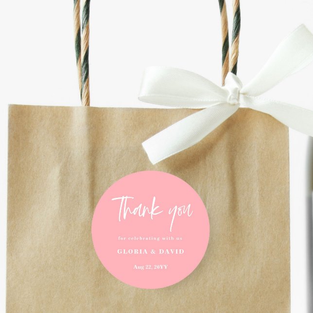 Blush Pink Thank You Wedding  Classic Round Sticker (Creator Uploaded)