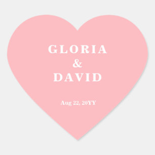 Blush Pink Thank You Wedding Heart Sticker