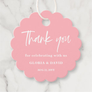 Blush Pink Thank You Wedding Scalloped Favour Tags