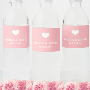 Blush Pink Thank You Wedding  Water Bottle Label