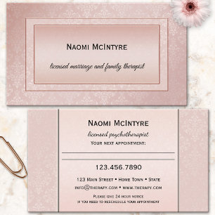 Blush Pink Therapist Appointment Business Card