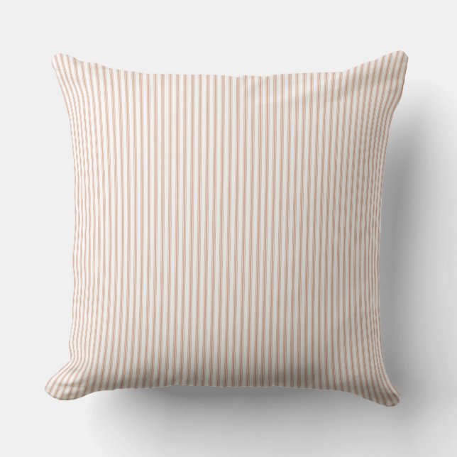 Blush Pink Ticking Stripe Cushion (Front)