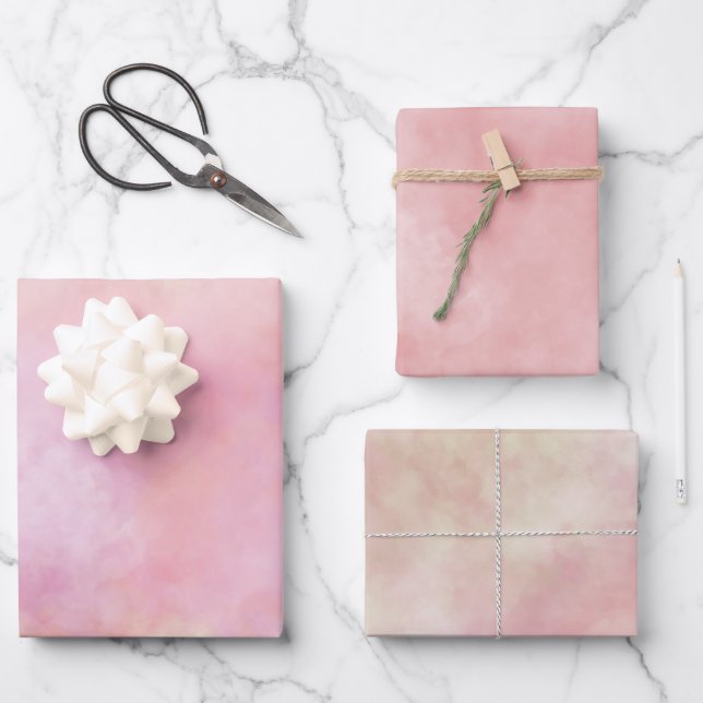 Blush Pink Tie dye Wrapping Paper Sheet (Front)