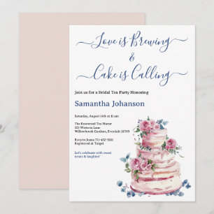 Blush Pink Tiered Cake Pink Roses Bridal Shower Invitation