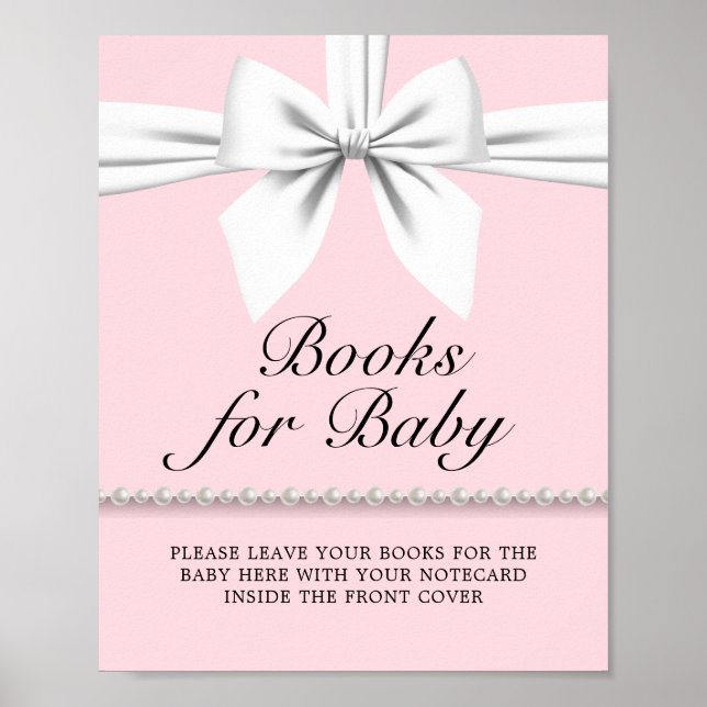 Blush Pink Tiffany Baby Shower Sign Books for Baby (Front)